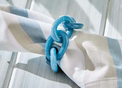 Tag Slate Blue Resin Napkin Rings For Everyday Dining Decor In Blue