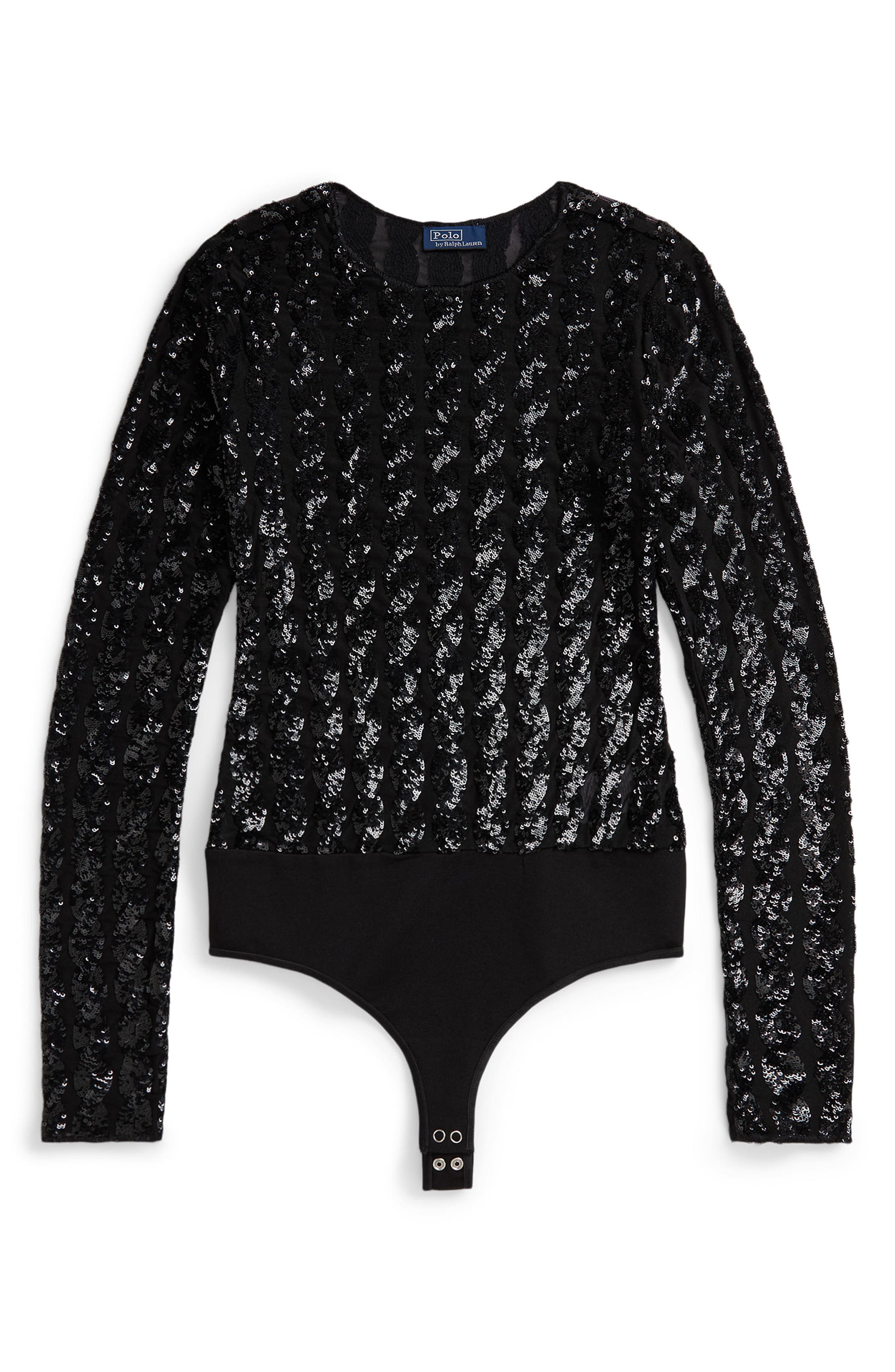 Polo Ralph Lauren Cable Sequin Long Sleeve Bodysuit