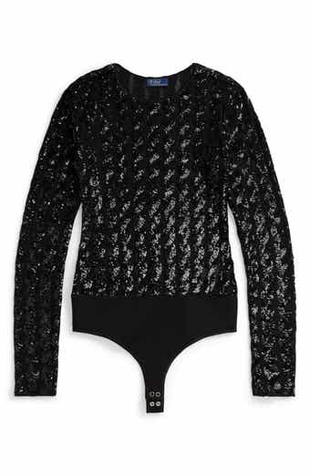 Polo Ralph Lauren Cable Sequin Long Sleeve Bodysuit