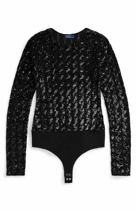 Polo Ralph Lauren Cable Sequin Long Sleeve Bodysuit