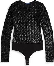 Polo Ralph Lauren Cable Sequin Long Sleeve Bodysuit