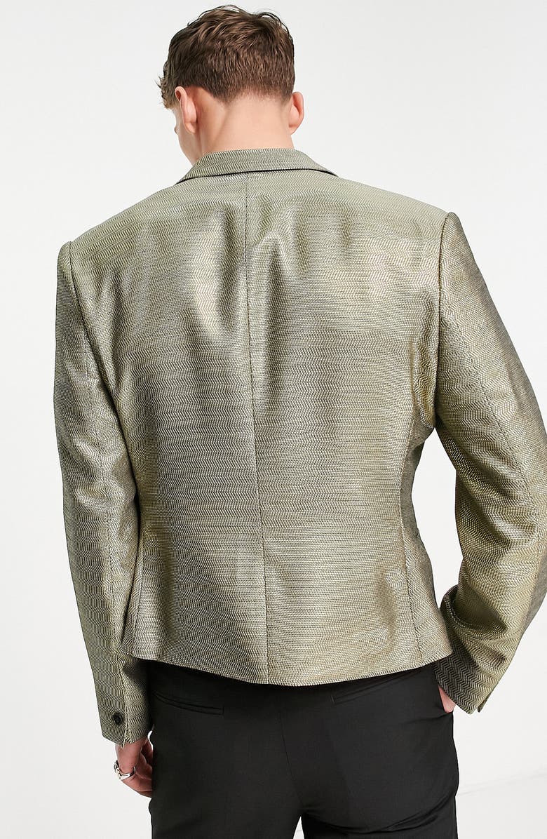 ASOS DESIGN Metallic Textured Crop Single-Button Blazer, Alternate, color, 