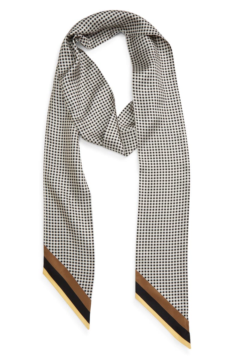 Fendi Wrappy Gingham Silk Skinny Scarf, Alternate, color, 