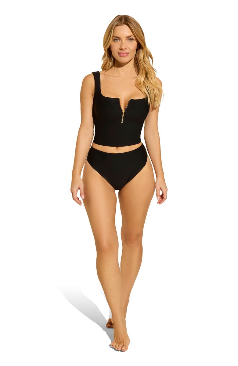 STYLEST DreamSculpt Zip Tankini Top, Alternate, color, Caviar