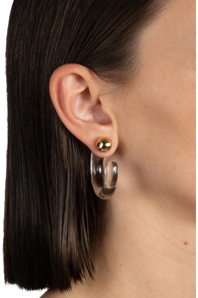 Liquid Lucite Front/Back Hoop Earrings, Alternate, color, GOLD/ LUCITE