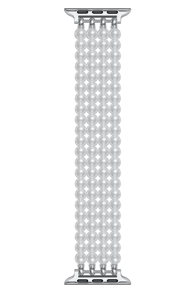 Ariel Imitation Pearl Apple Watch® Bracelet Watchband, Main, color, WHITE