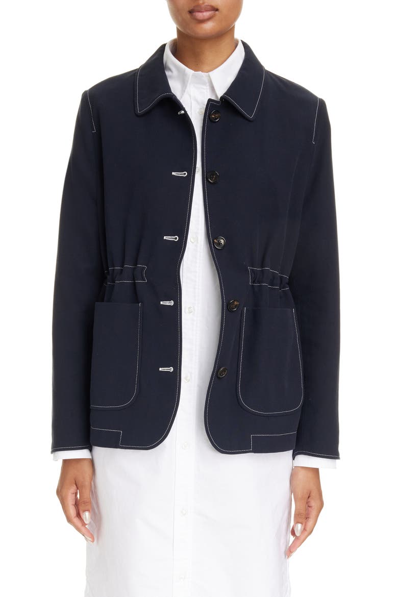Patch Pocket Cotton Blend Hopsack Jacket, Main, color, NAVY