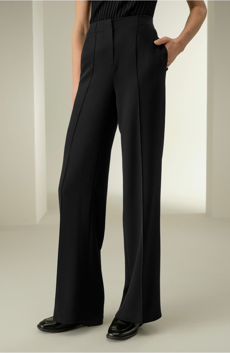 Lilysilk Minimalist Stretch Silk Crêpe Pant, Alternate, color, Black