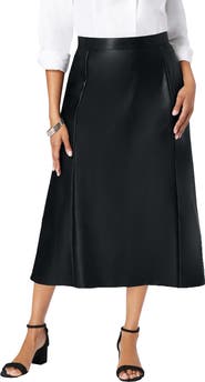 Jessica London Faux Leather Midi Skirt