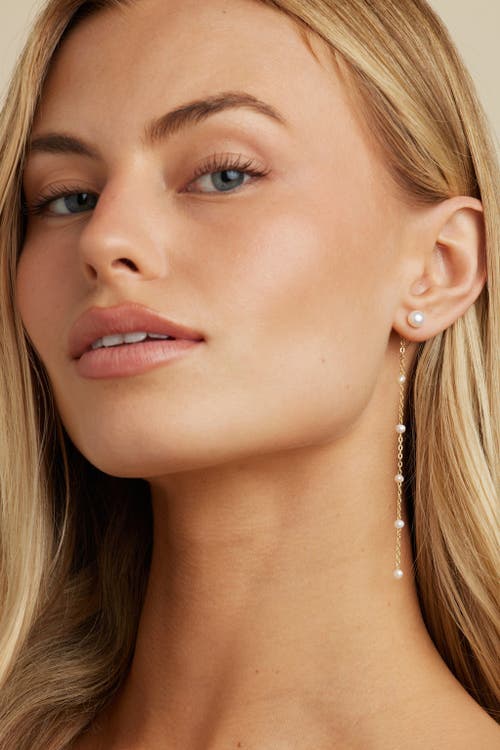 Untamed Petals Lara Pearl Drop Earrings In Gold