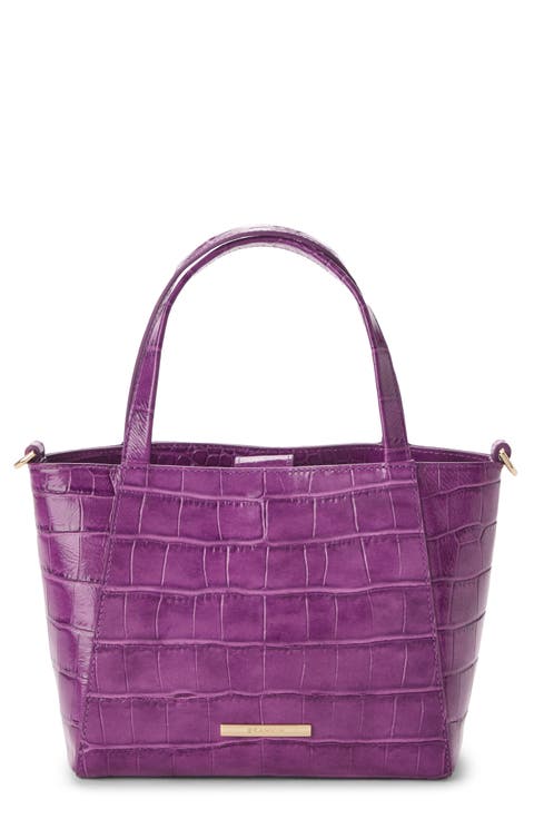 Small Mona Croc Embossed Leather Tote
