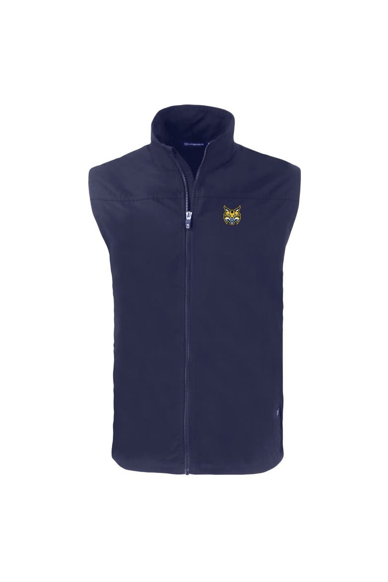 Men's Cutter & Buck  Navy Quinnipiac Bobcats Charter Eco Recycled Full-Zip Vest, Alternate, color, Navy