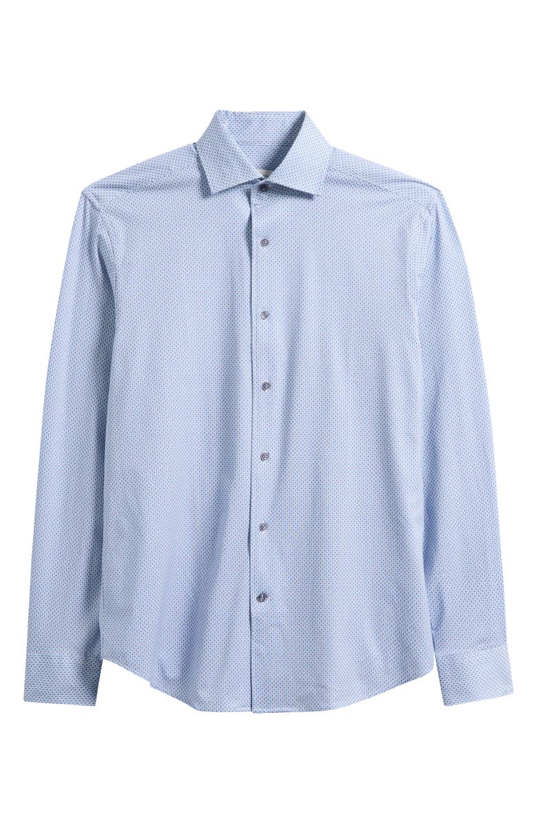 Bugatchi Devon OoohCotton<sup>®</sup> Geo Print Button-Up Shirt, Main, color, Cobalt