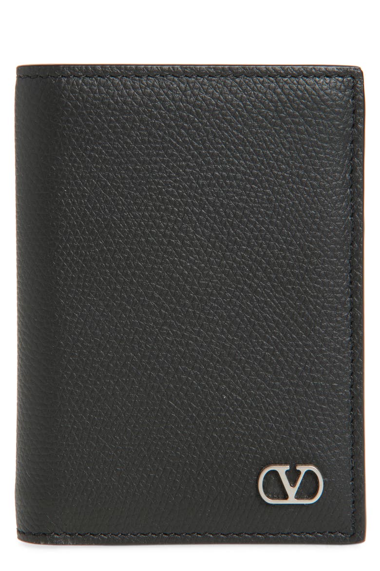 VLOGO Leather Continental Wallet, Main, color, BLACK