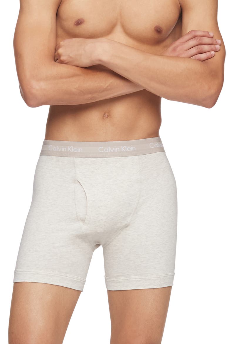 3-Pack Stretch Cotton Boxer Briefs, Alternate, color, GREY OATMEAL RAISIN
