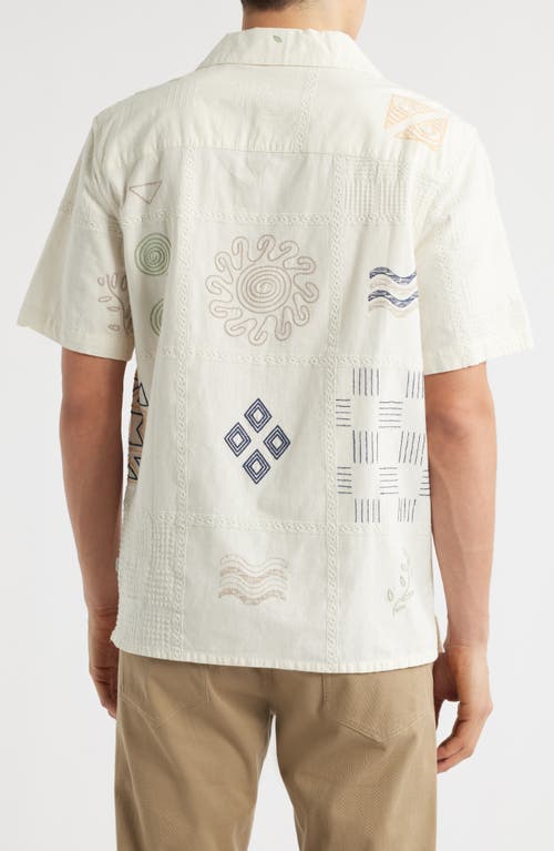Wax London Didcot Doodle Embroidered Camp Shirt In Neutral