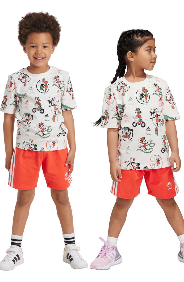 adidas x Disney Kids' Mickey & Friends Allover Print T-Shirt & Shorts Set, Alternate, color, 