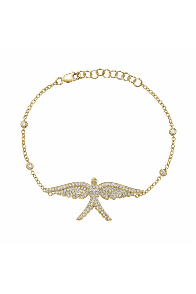 14K Gold Wings of Love Diamond Bracelet, Main, color, GOLD