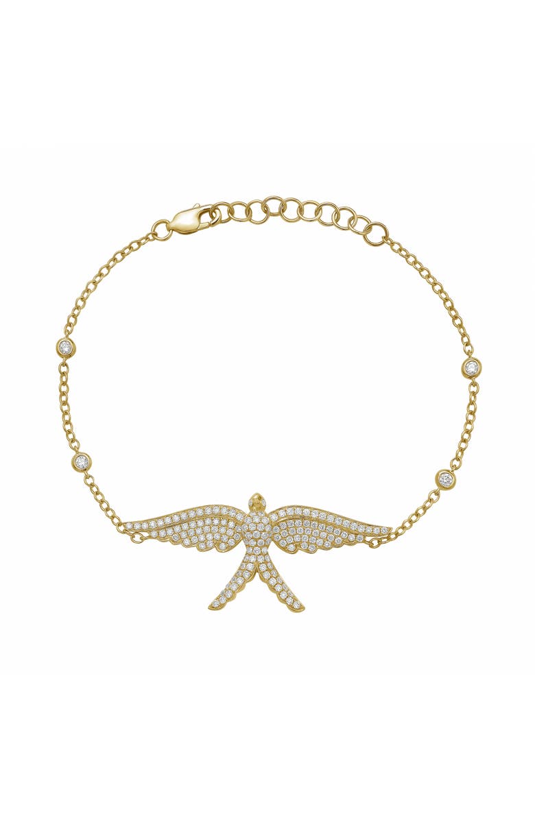 Lionheart 14K Gold Wings of Love Diamond Bracelet, Main, color, Gold