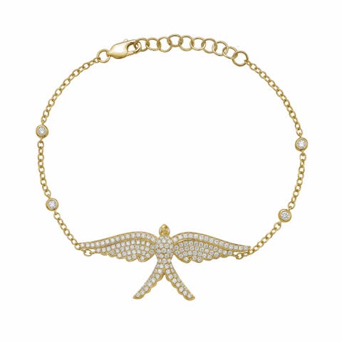 14K Gold Wings of Love Diamond Bracelet