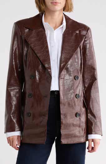 Croc Embossed Faux Leather Jacket
