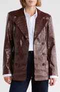 Avec Les Filles Croc Embossed Faux Leather Jacket