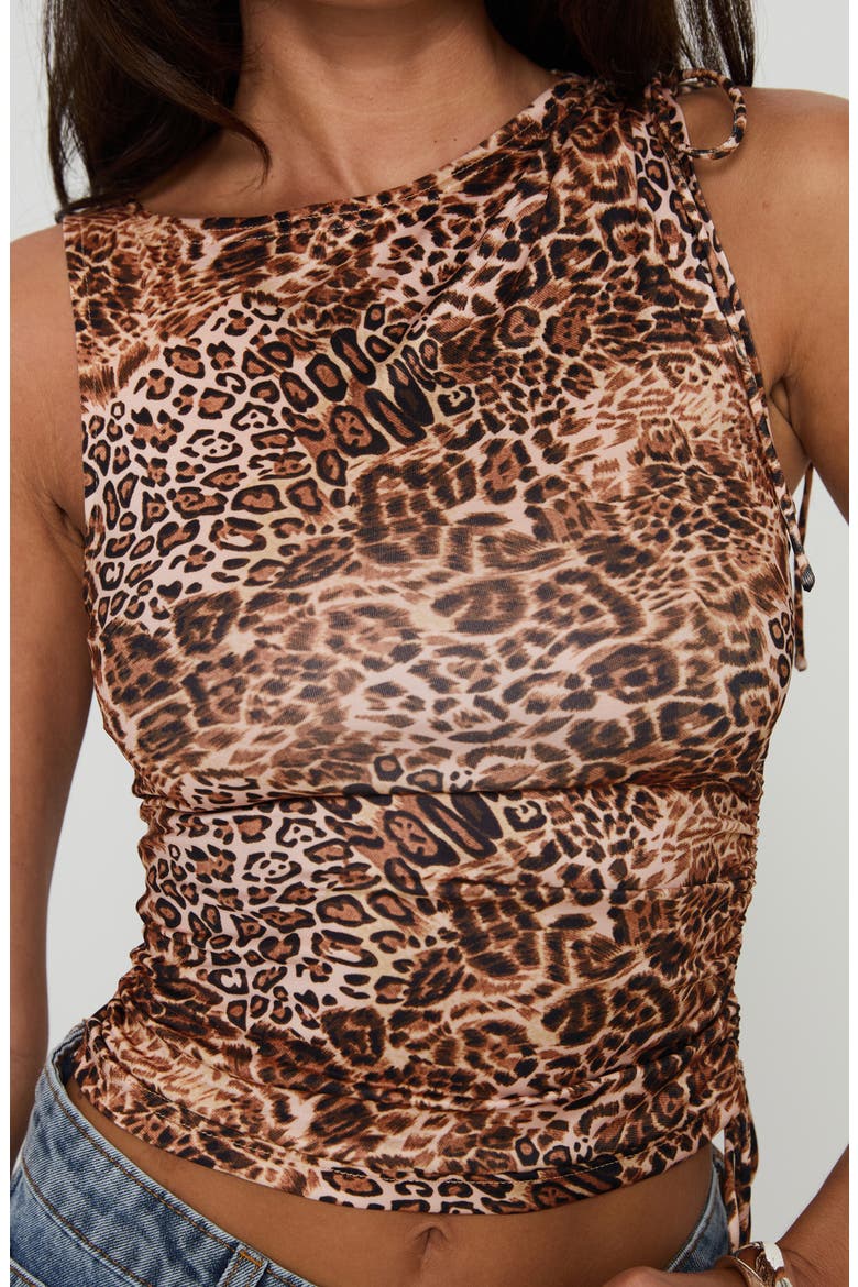 Leopard Side Cinch Sleeveless Top, Alternate, color, BROWN