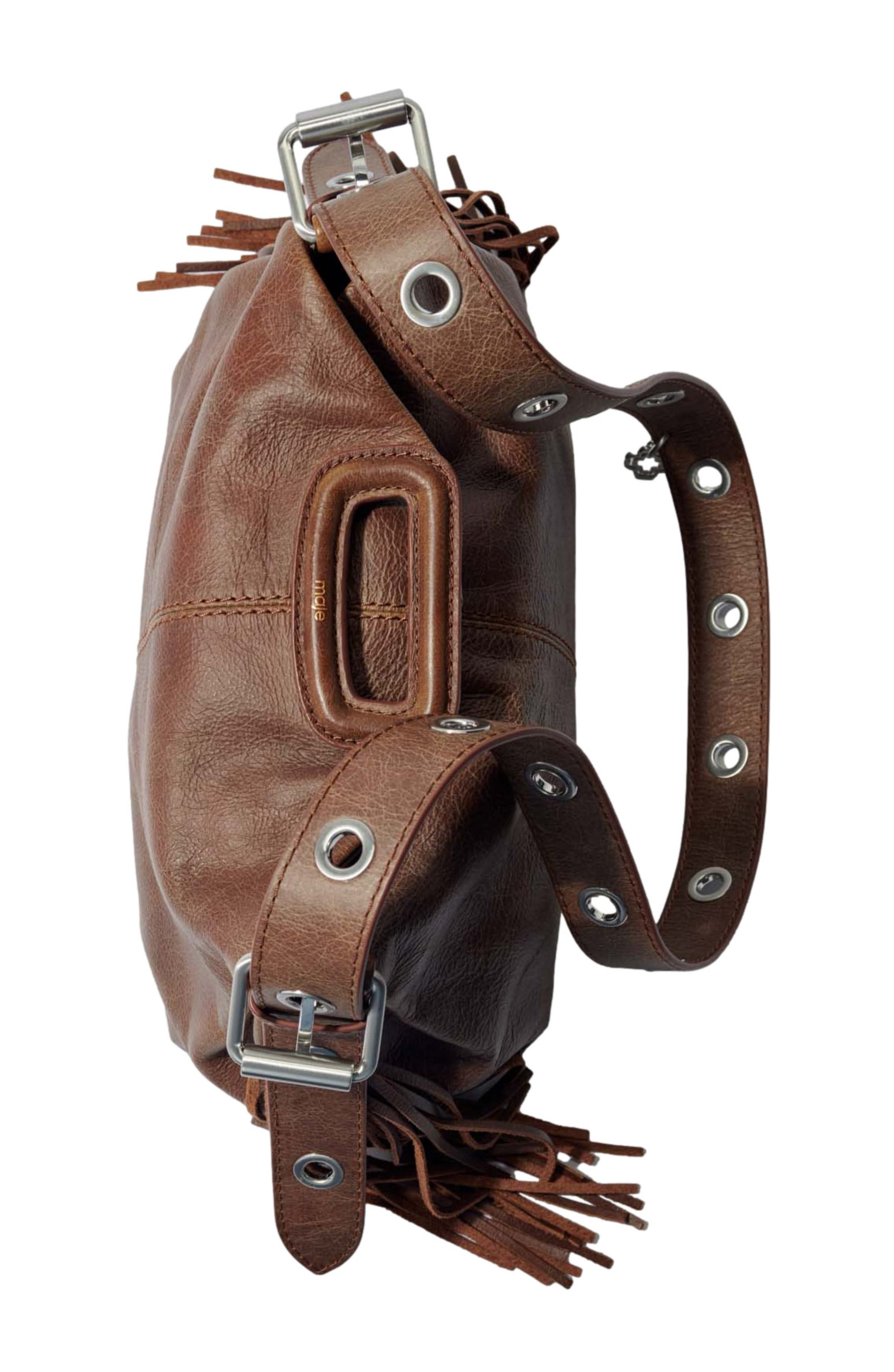 maje Miss M bag in vintage leather, Alternate, color, 