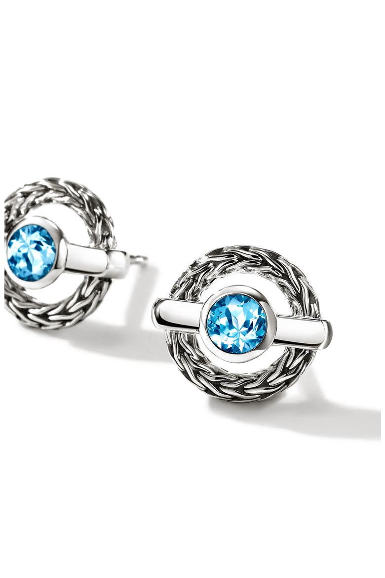 Icon Stud Earring, Sterling Silver, Swiss Blue Topaz, Alternate, color, SILVER