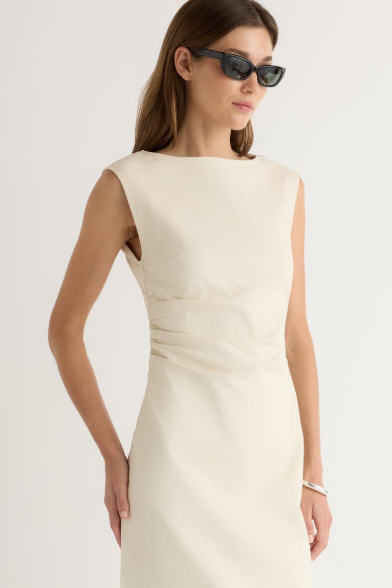 Inari Cotton Twill Boat Neck Dress, Alternate, color, Cream