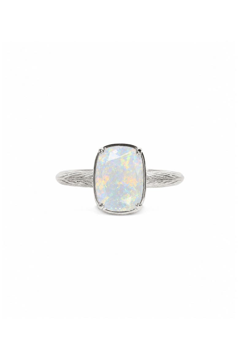 Elon Sterling Silver Lab Created Opal Statement Ring, Main, color, SILVER