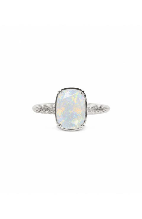 Elon Sterling Silver Lab Created Opal Statement Ring