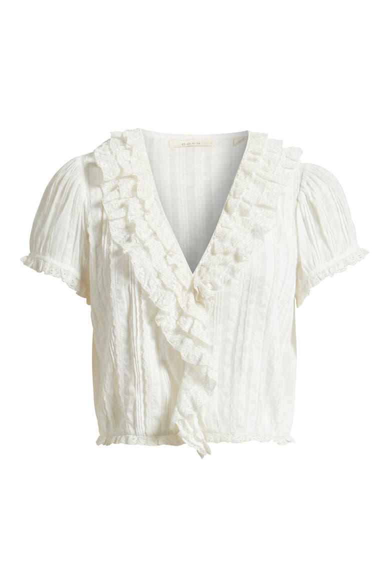 Bernadette Pleated Lace Ruffle Trim Top, Alternate, color, SALT