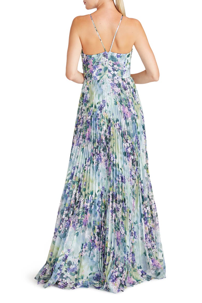 Halter Neck Floral Chiffon Gown, Alternate, color, PAINTED BOUQUET