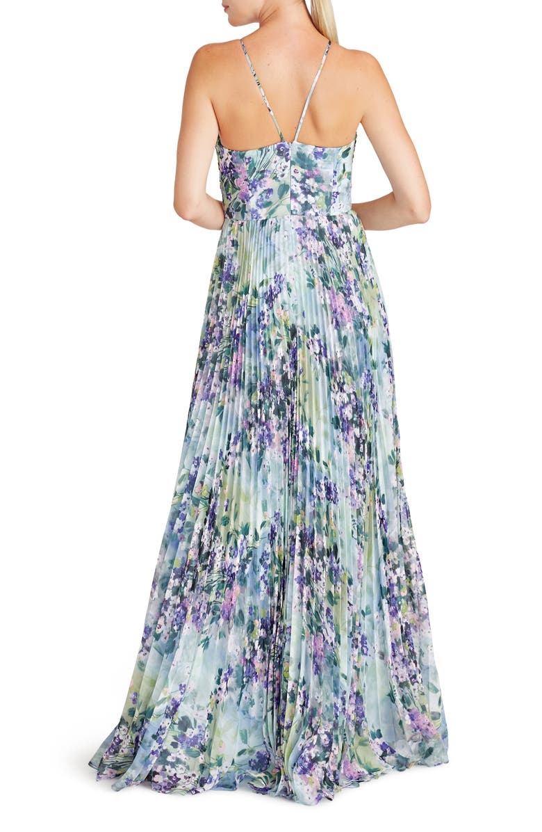 ML Monique Lhuillier Halter Neck Floral Chiffon Gown, Alternate, color,