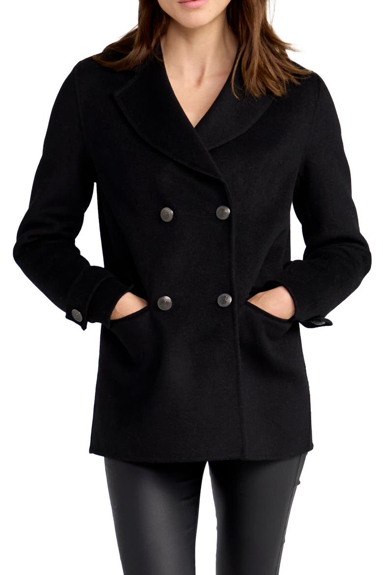 Forget You Wool Blend Military Peacoat, Main, color, BLACK