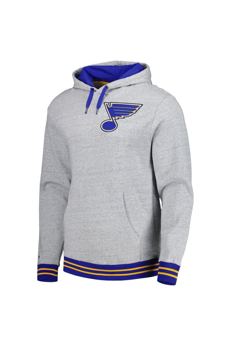 Men's Mitchell & Ness  Heather Gray St. Louis Blues Classic French Terry Pullover Hoodie, Alternate, color, Heather Gray