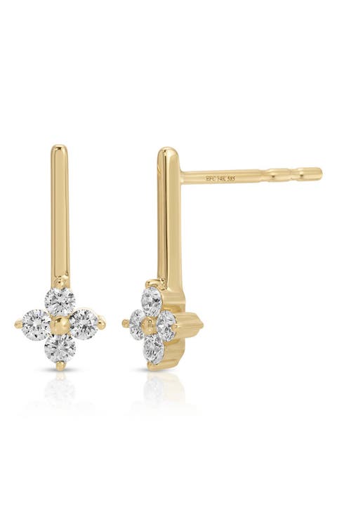 Fleur Diamond Bar Stud Earrings