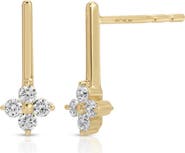 EF Collection Fleur Diamond Bar Stud Earrings