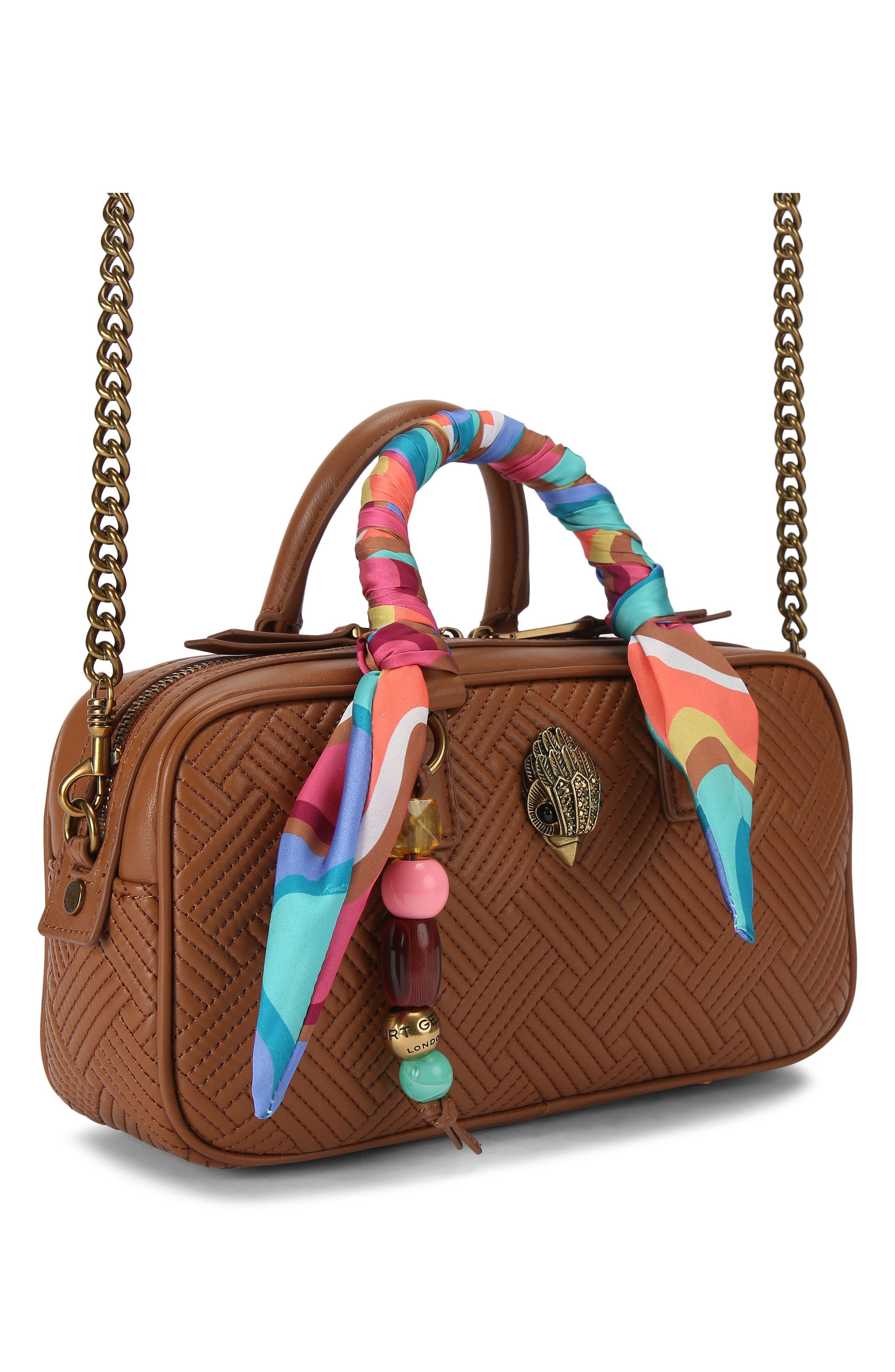 Kurt Geiger London Small Kensington Quilted Leather Duffle Bag, Alternate, color, Brown