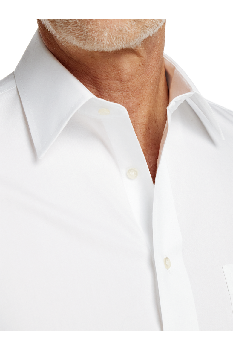 Tailored Fit Non-iron Cotton Pinpoint Point Collar French Cuff Dress Shirt, Alternate, color, White