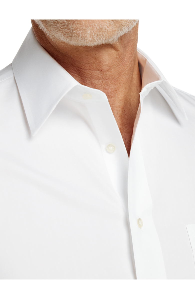 Paul Fredrick Non-iron Cotton Pinpoint Solid Point Collar French Cuff Dress Shirt, Alternate, color, White
