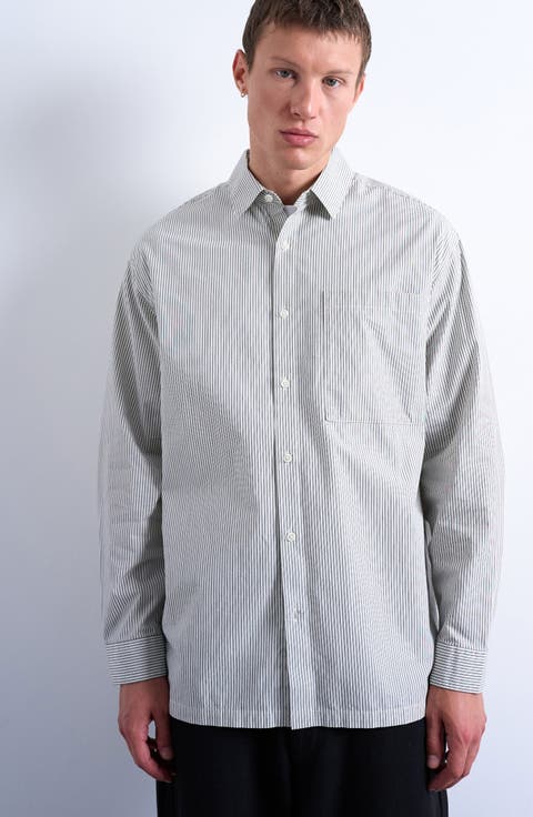 Oversize Stripe Button-Up Shirt