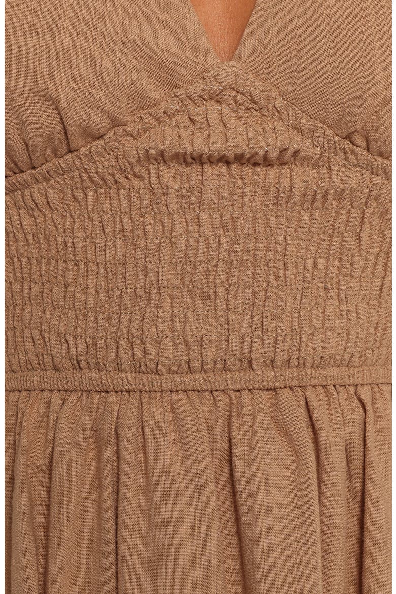 Ronnie Short Sleeve Empire Waist Midi Dress, Alternate, color, TAN