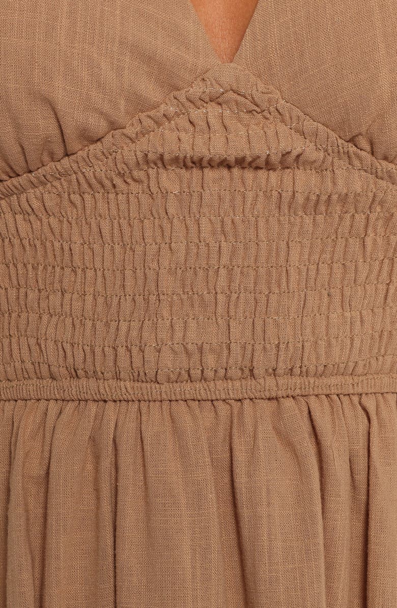 Petal & Pup Ronnie Short Sleeve Empire Waist Midi Dress, Alternate, color, Tan