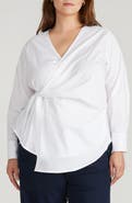 Universal Standard Stretch Cotton Blend Poplin Wrap Top