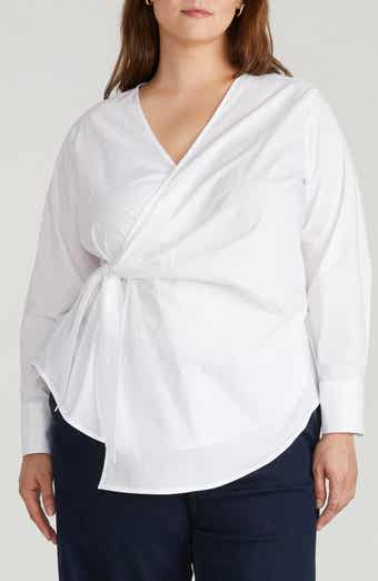 Universal Standard Stretch Cotton Blend Poplin Wrap Top