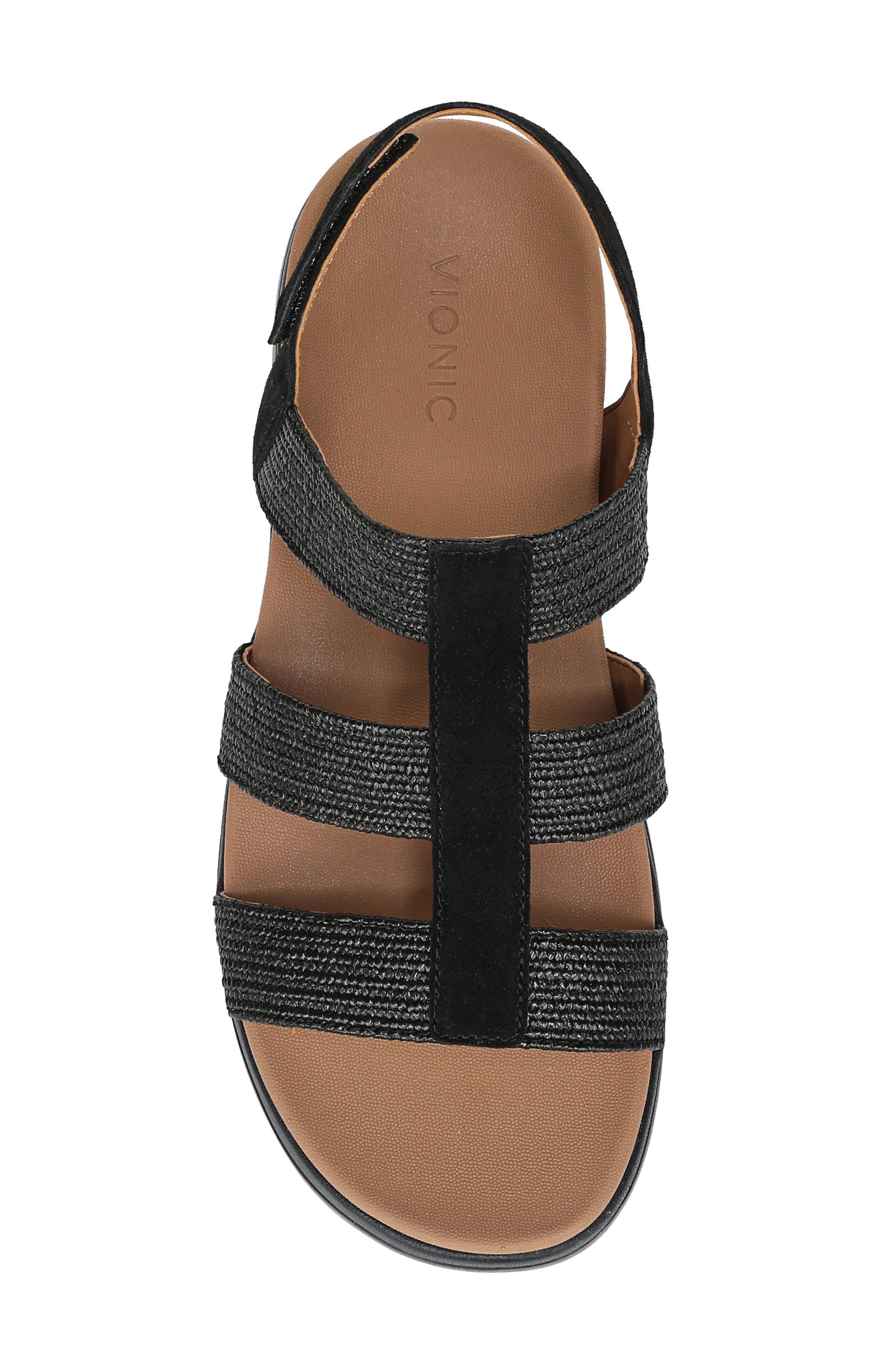 Vionic Sabrina Fisherman Platform Sandal, Alternate, color, Black Leather And Suede