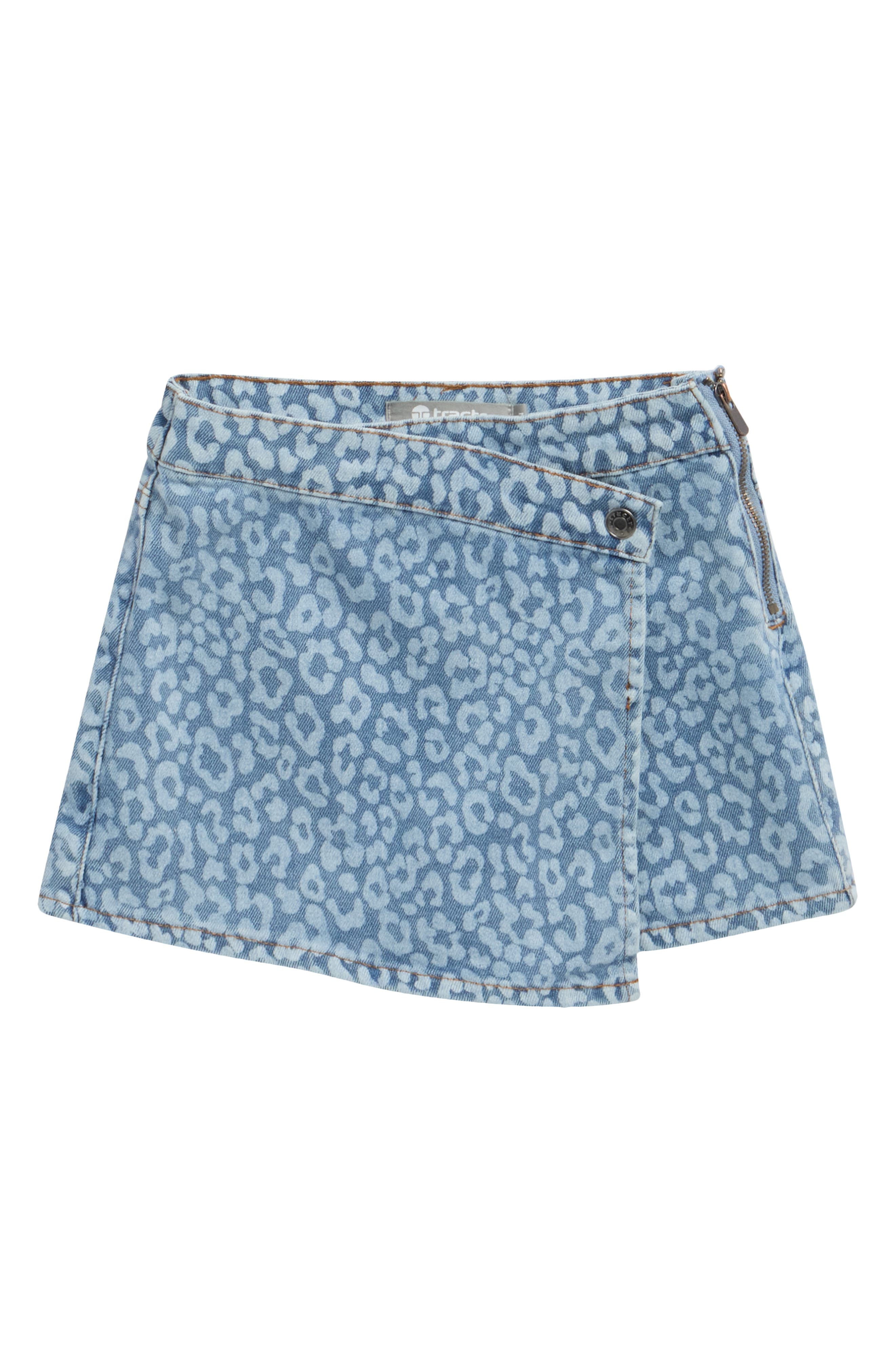 Kids' Leopard Print Denim Overflap Skort
