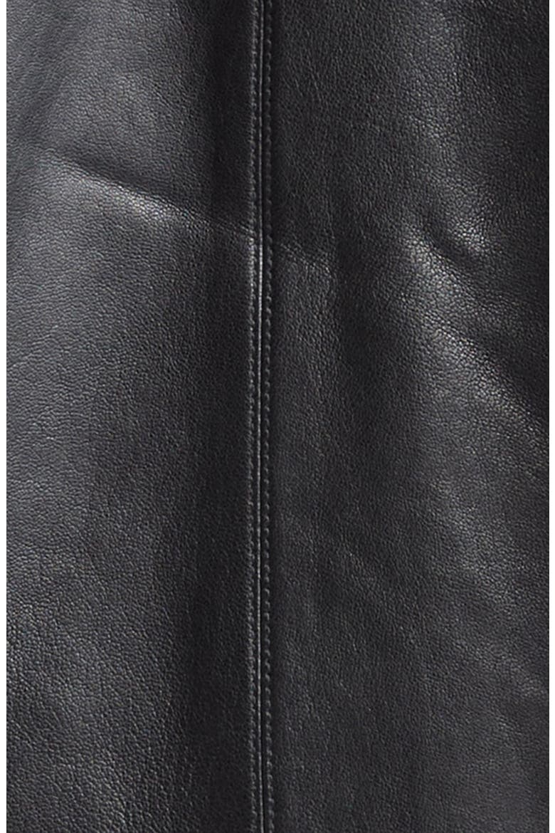 Paula Leather Bomber Jacket, Alternate, color, BLACK